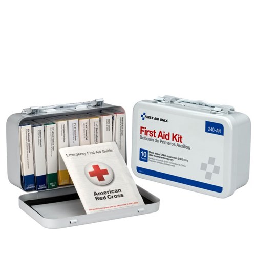 10 Unit First Aid Kit Metal Case