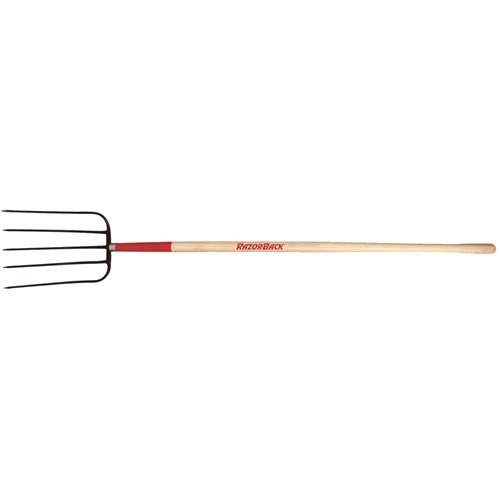 5 Tine Manure Fork, Forged With Wood Han