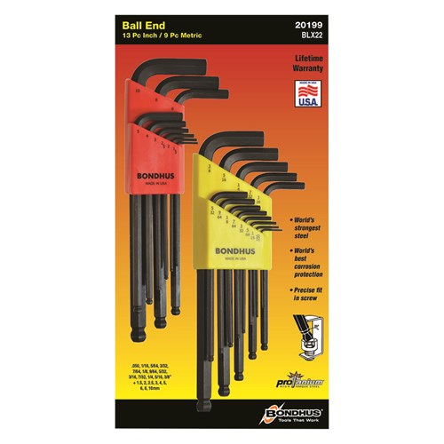 Set 22 Ball End L-Wrenches IN/MM Double