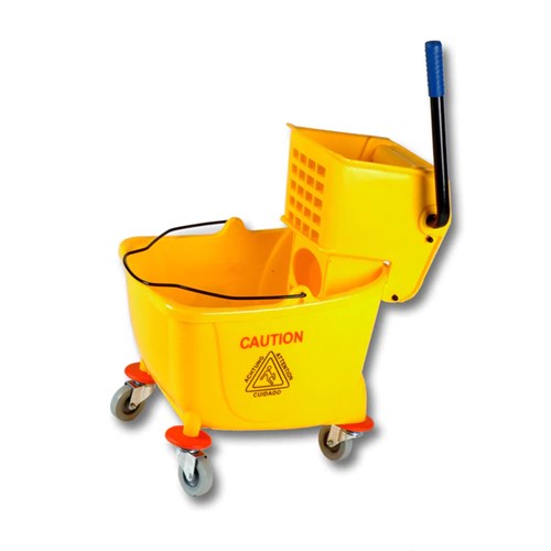Mop bucket/wringer combo, side press