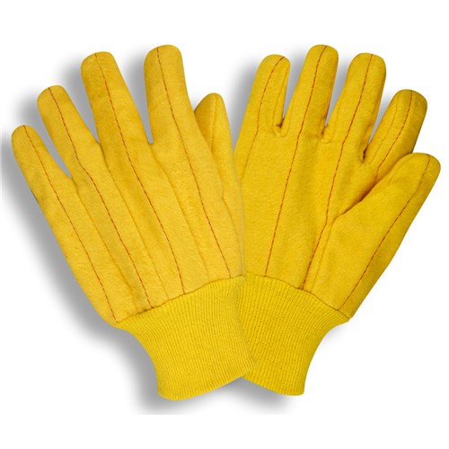 Yellow, 100% Cotton Chore Gloves, Large