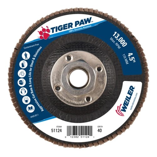 4-1/2" Tiger Paw Abrasive Flap Disc, Con