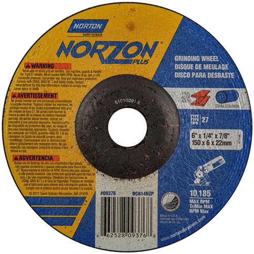 Norton 6 x 1/4 x 7/8 In. NorZon Plus Gri