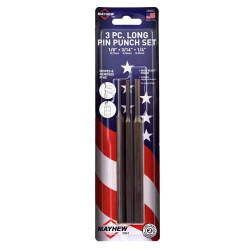 3 PC Long Pin Punch Set, Carded