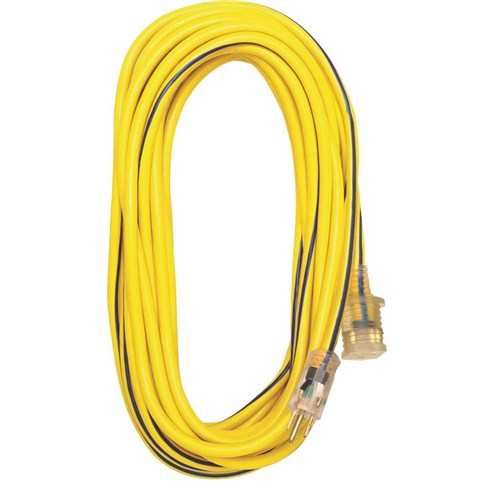 Extension Cord, 50ft 12/3 SJTW Yellow/Bl