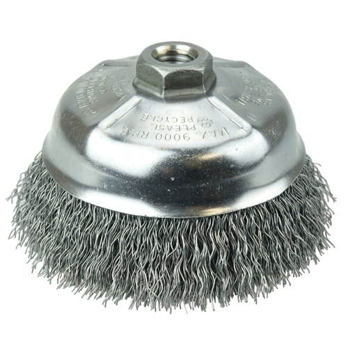 5" Crimped Wire Cup Brush, .020" Steel F
