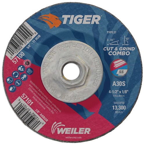 4-1/2" x 1/8" TIGER AO Type 27 Cut/Grind